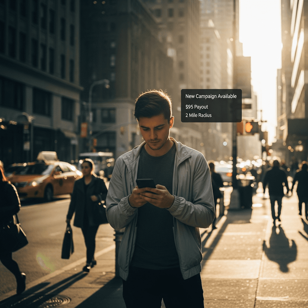 A distributor checking available jobs on their phone