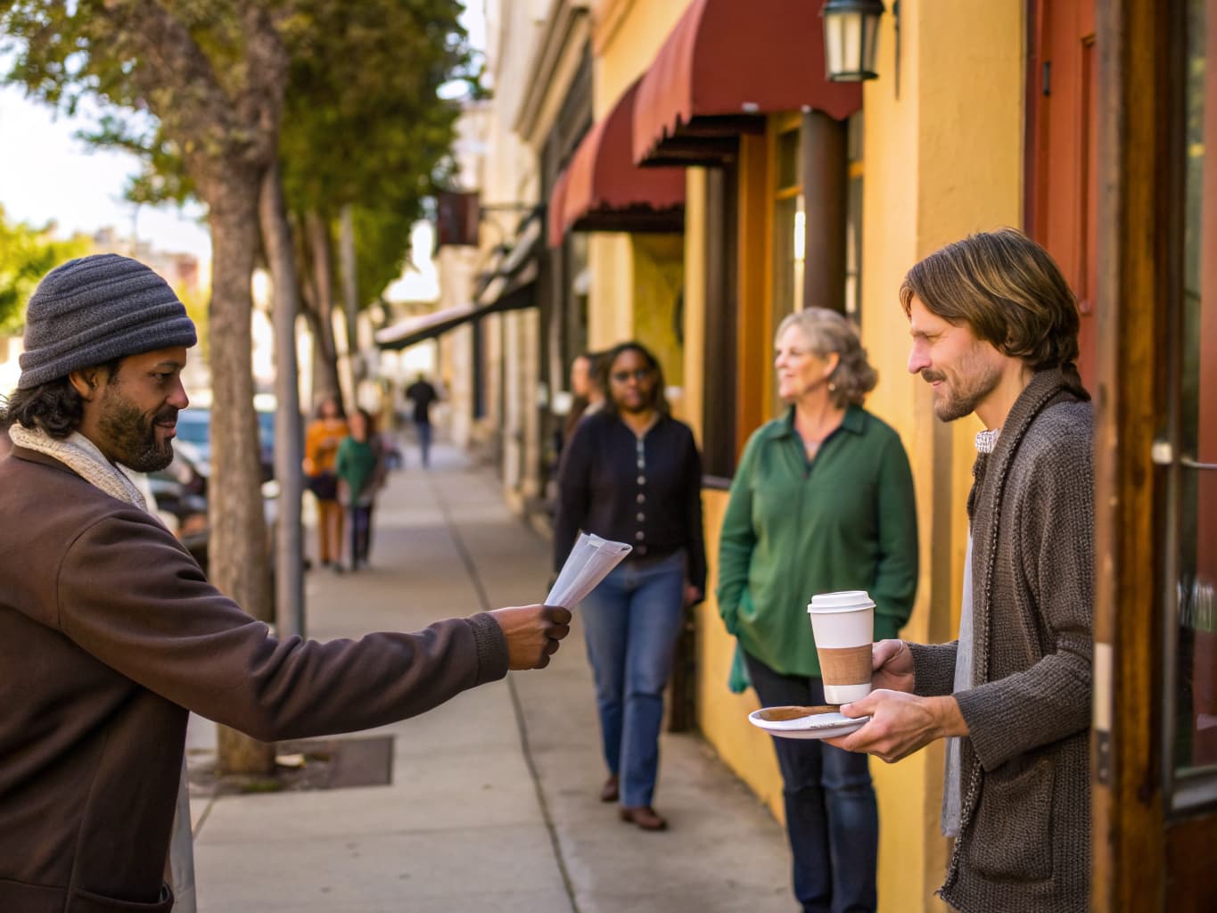 Hand Distribution being carried out on a local street